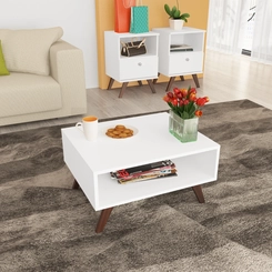 Mesa de Centro Retangular Movelbento Retrô RT3020 Branca SE