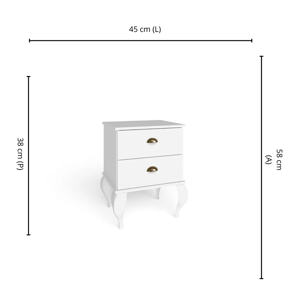 Mesa de Cabeceira Movelbento Clássica CL4001.1565852 2 Gavetas Branco SE