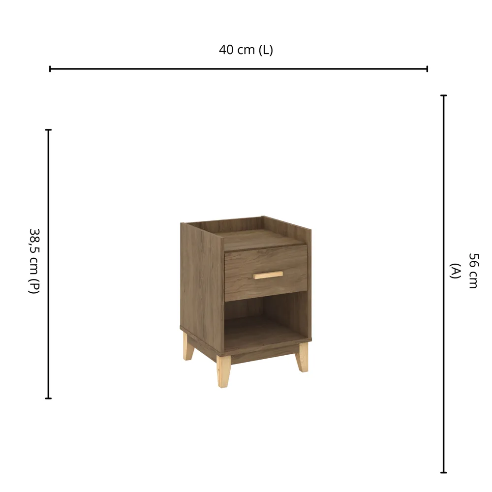 Mesa de Cabeceira Movelbento Legno LE6006.6278729 1 Gaveta Freijó SE