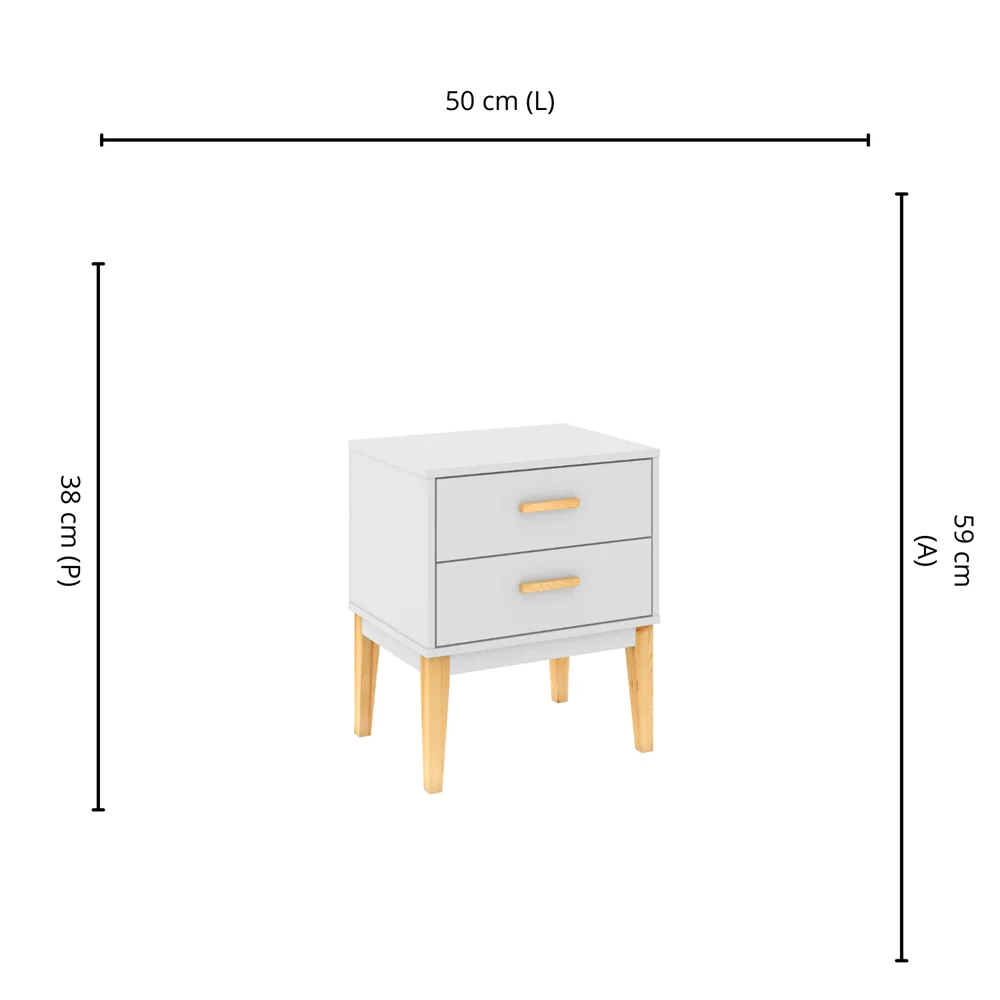 Mesa de Cabeceira Movelbento Legno LE6007.6274768 2 Gavetas Branco SE