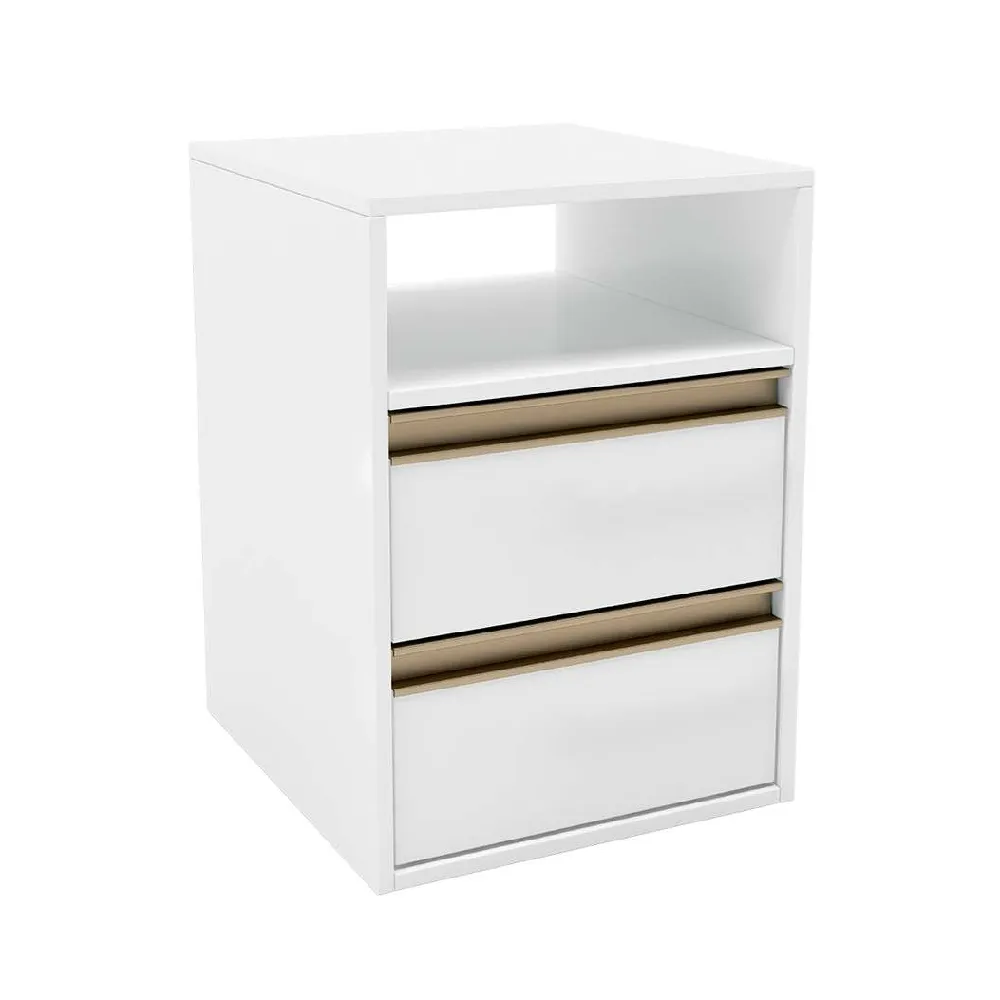 Mesa de Cabeceira Belmax Calha 512020 2 Gavetas Branco SE