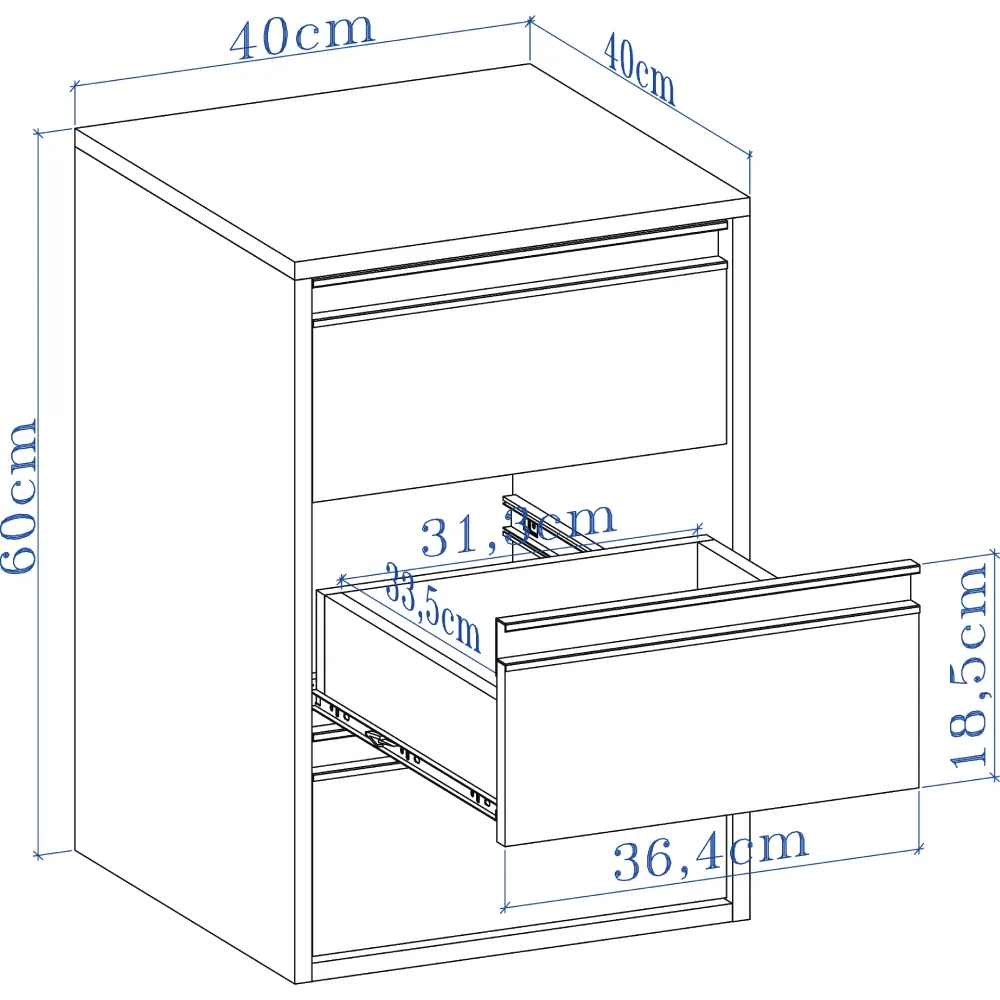 Mesa de Cabeceira Belmax Calha 512030 3 Gavetas Álamo SE