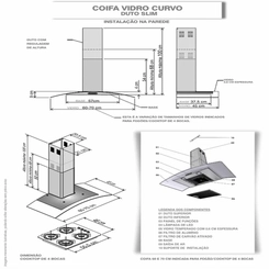 Coifa de Parede 70cm Vidro Curvo Nardelli CVC Slim Inox SE