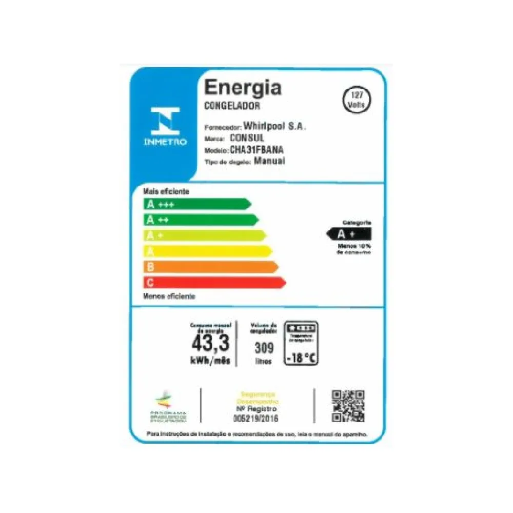 Freezer Horizontal Consul CHA31FB Branco
