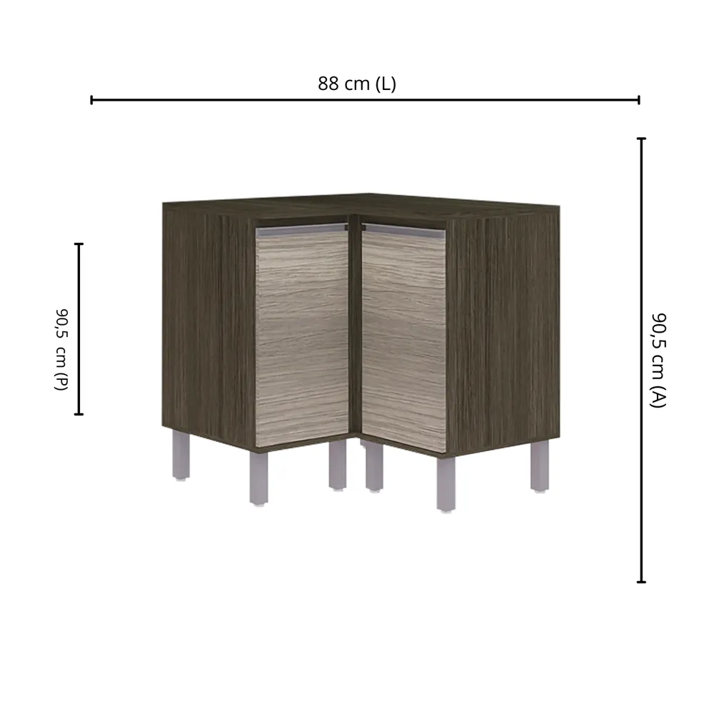 Balcão De Canto 88cm Canção 2 Portas 2211 Ameixa Negra/Chiaro SE