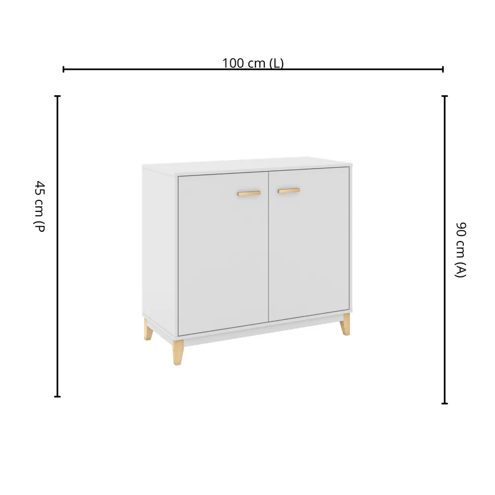 Balcão 100 cm Movelbento com 2 Portas Legno LE6009.6274835 Branco SE