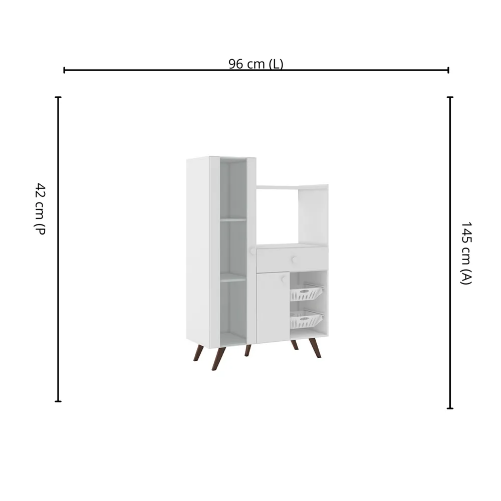 Balcão 96 cm Movelbento com 2 Portas Retrô RT3059.1239258 Branco SE