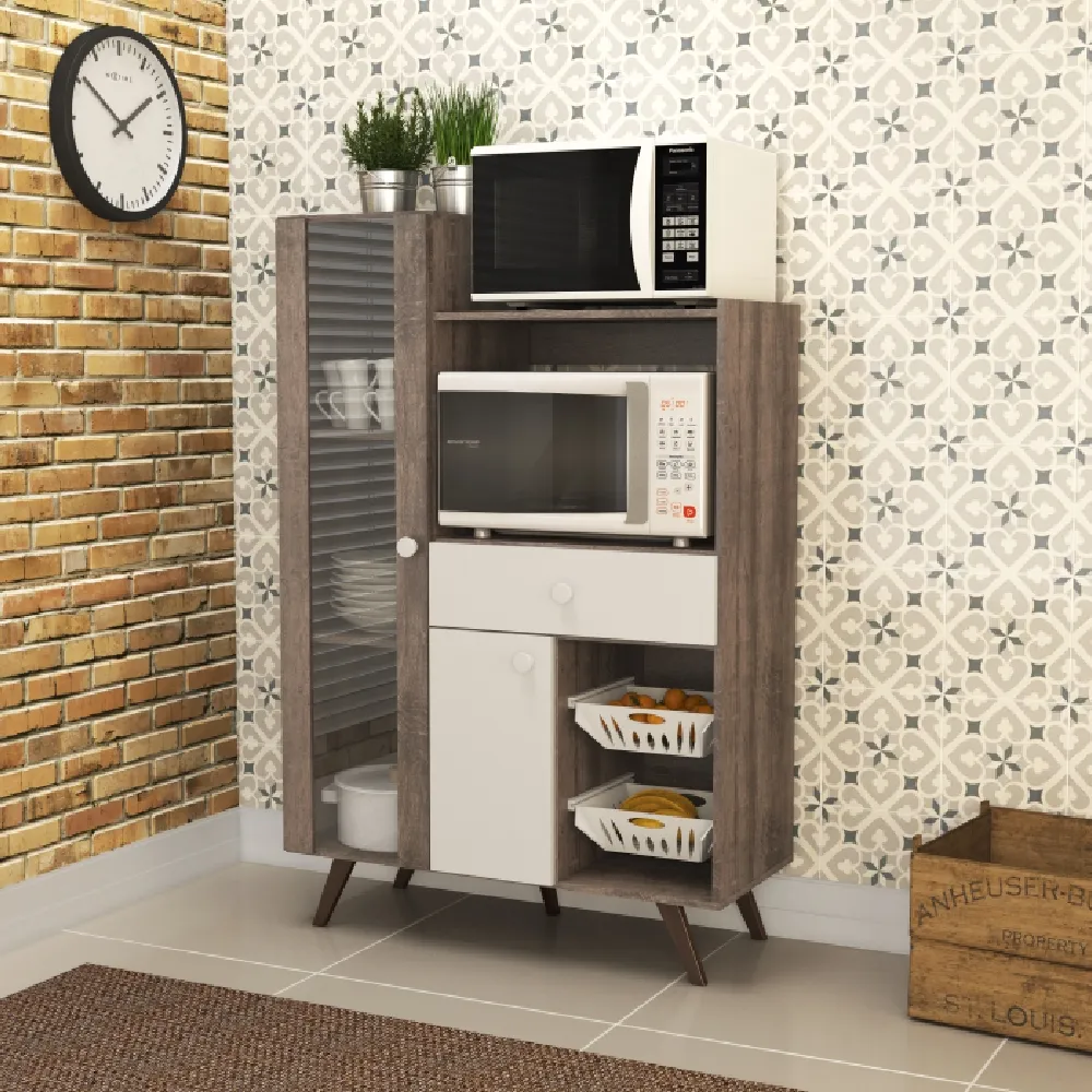 Balcão 96 cm Movelbento com 2 Portas Retrô RT3059.4581270 Rustico/Branco SE