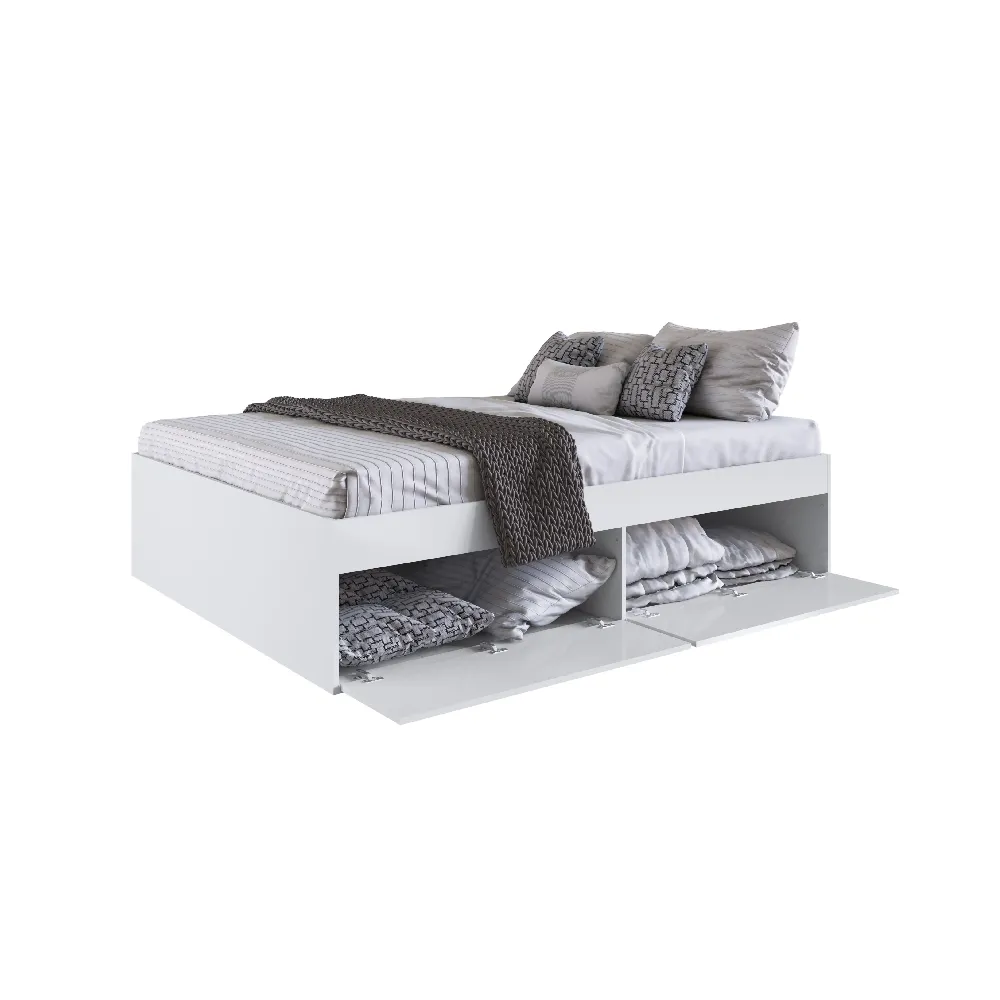 Cama Queen com Mesa de Cabeceira Art In Móveis Tókio CJ060 Branco SE