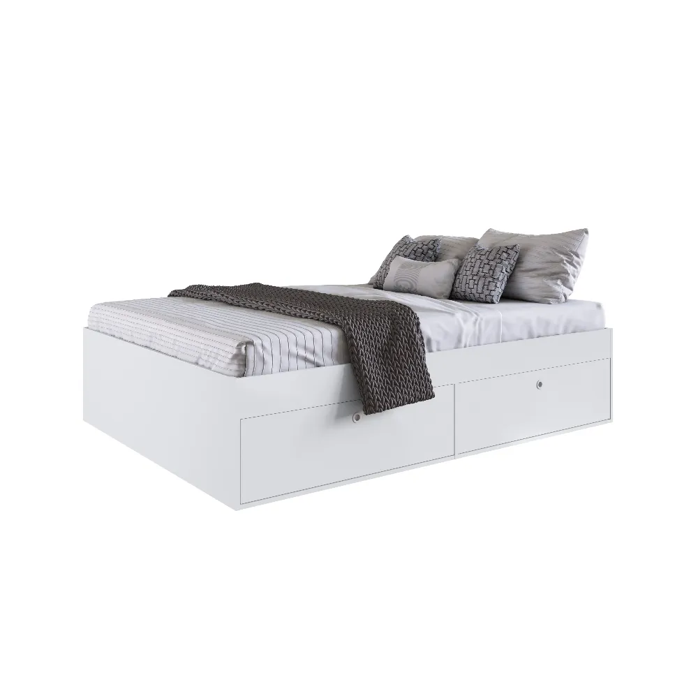 Cama Queen com Mesa de Cabeceira Art In Móveis Tókio CJ060 Branco SE