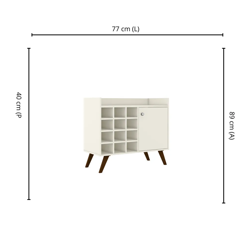 Bar com Garrafeiro Movelbento Retrô RT3111.3463399 1 Porta Off White SE