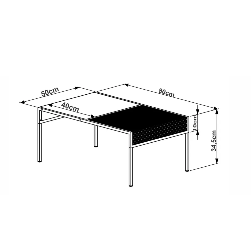 Mesa de Centro Retangular Artesano York 27904 Vermont/preto SE