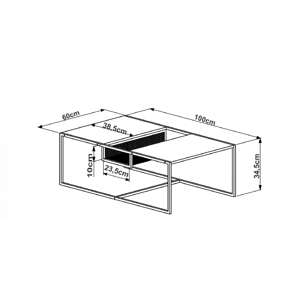 Mesa de Centro Retangular Artesano York 27905 Hanover/Preto SE