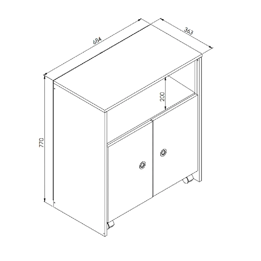 Balcão Multiuso 68,4 cm Art In Móveis Funcionale com 2 Portas BL1000 Branco SE