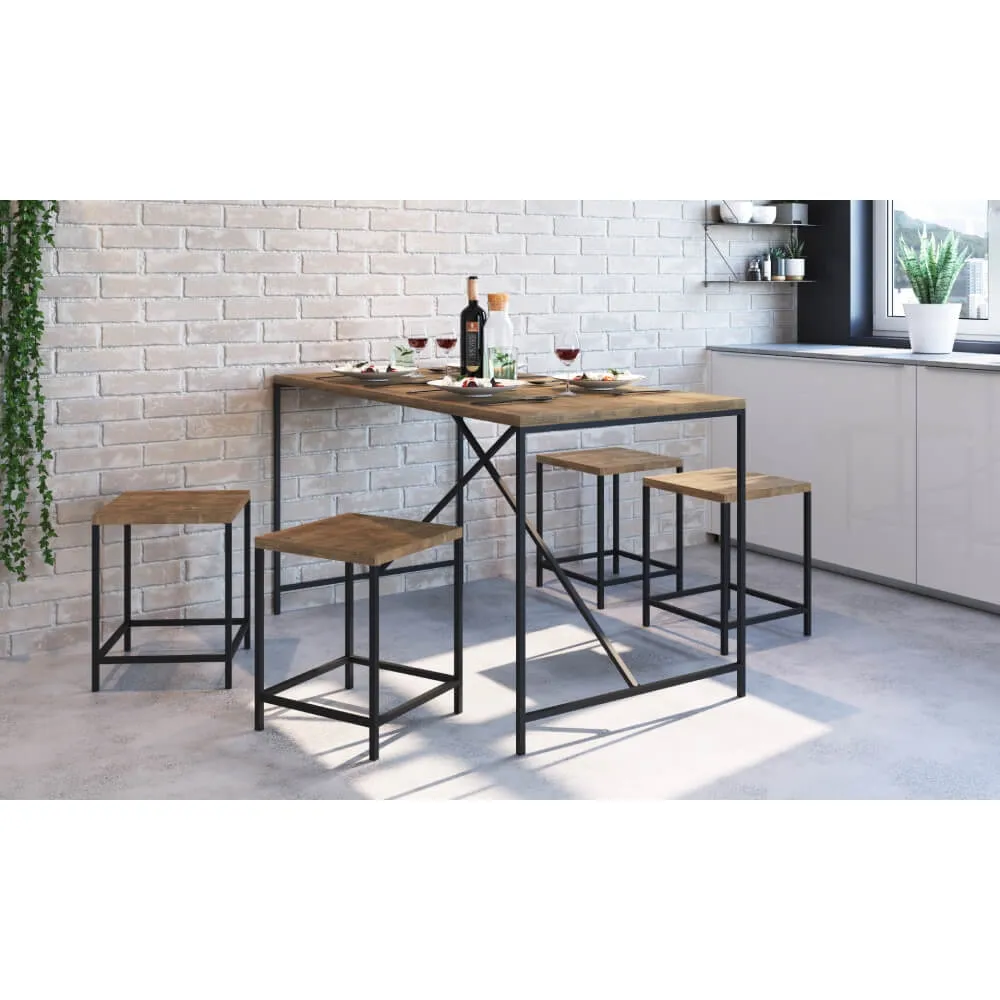 Conjunto de Mesa com 4 bancos Artesano Industrial 27847 VMT.DP Vermont/Preto SE