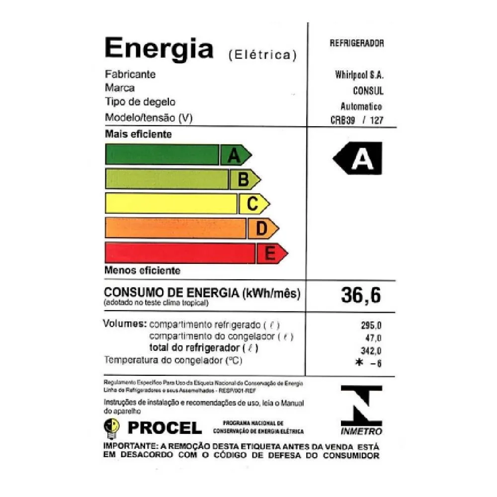 Geladeira Consul Frost Free 342L CRB39AK Inox