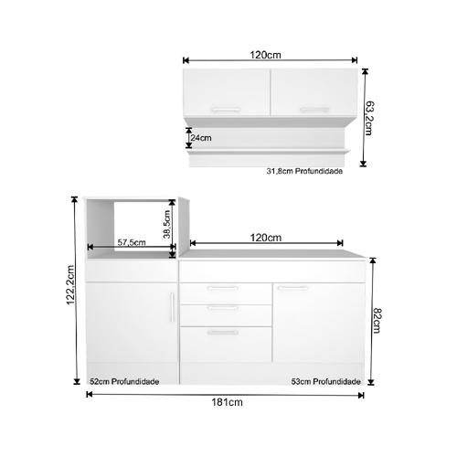 Cozinha Modulada Nova Mobile CJ04.057 Montana SE