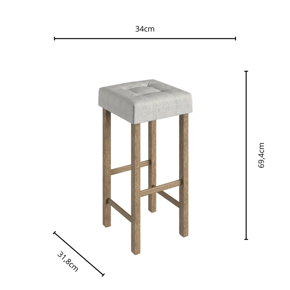 Banqueta Alta Estofada Canção (4 un) 2910.001 Carvalho/Mel SE