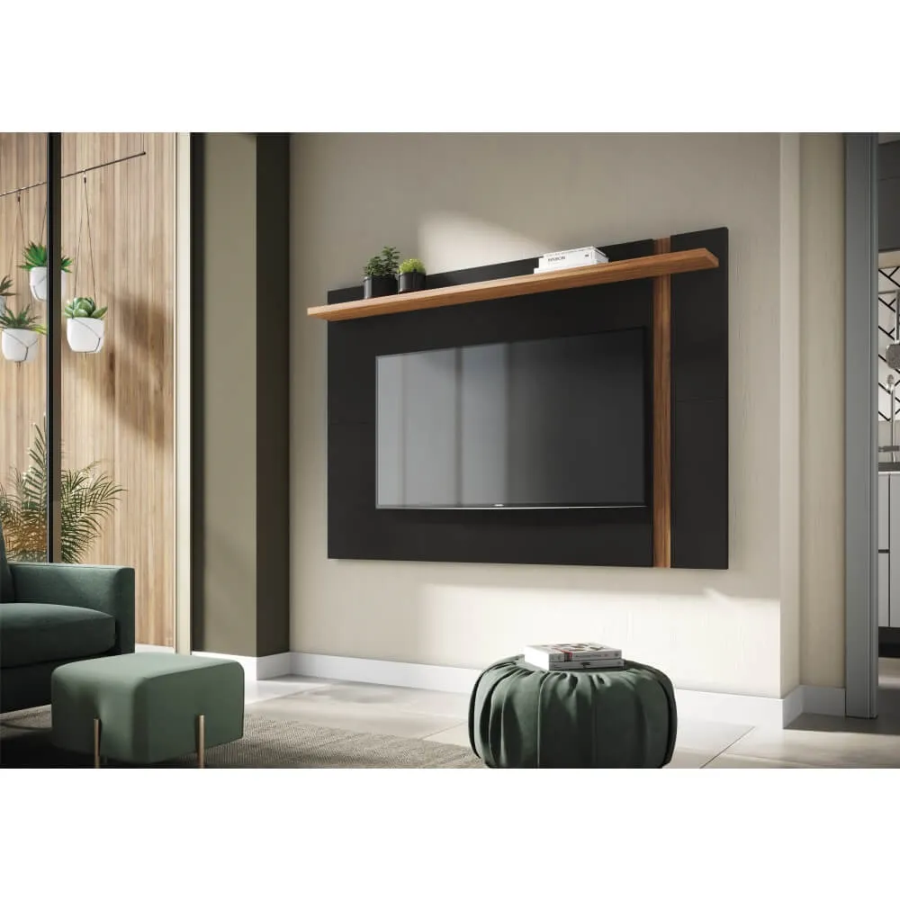 Painel para TV até 70" Colibri Leme 1.637.A0.662A.1 Preto Fosco/Noce Milano SE