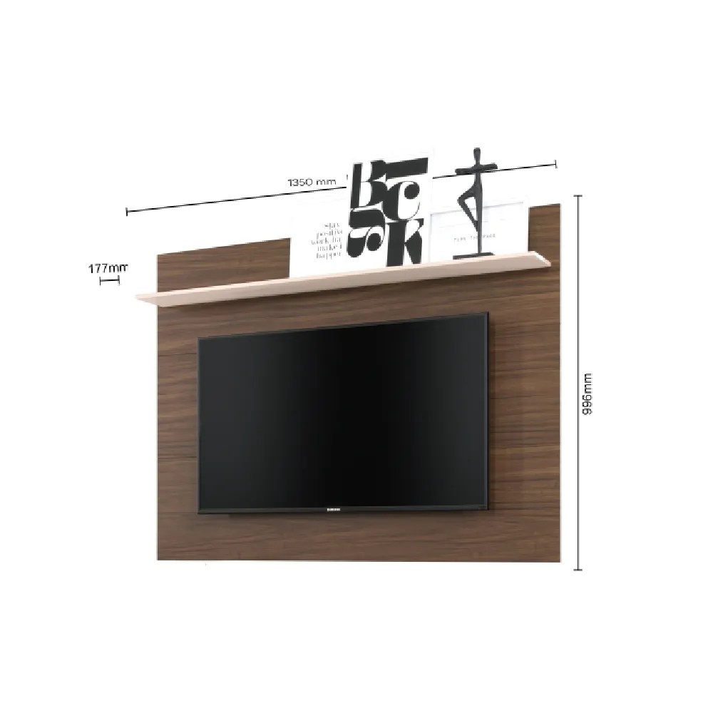 Painel para TV até 42" Colibri Maia 1.614.A0.441A.1 1 Prateleira Nogueira Real/Off White SE