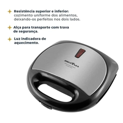 Sanduicheira e Grill 750W Britânia 64001069 Crome Inox
