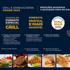 Sanduicheira e Grill 750W Britânia 64001069 Crome Inox