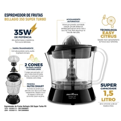Espremedor de Frutas 1,5L 35W Britânia Bellagio BEF350P Preto