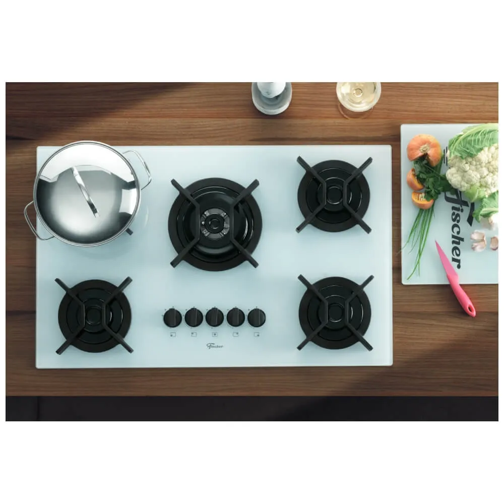 Cooktop Fischer Infinity 5 Bocas Tripla Chama Branco Bivolt SE