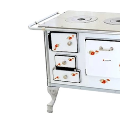 Fogão a Lenha Nº 1 Venâncio Branco Decorado Florido Saída à Direita