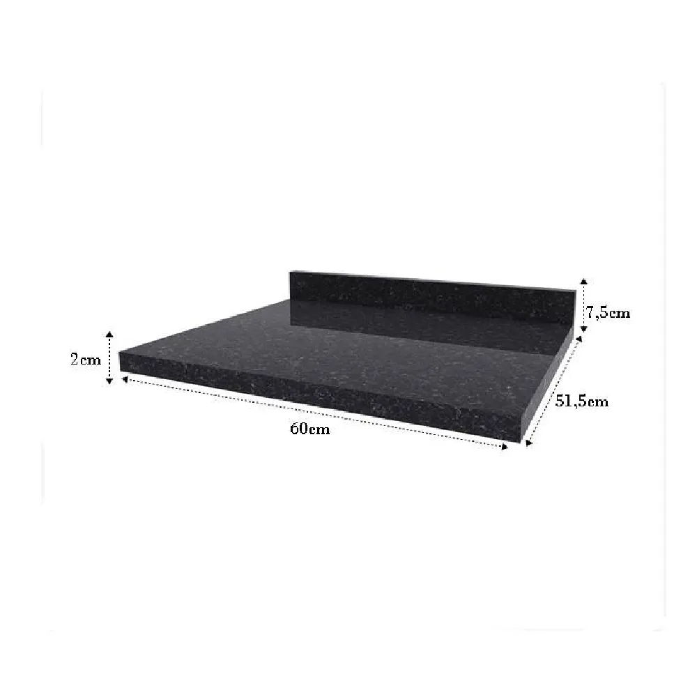 Tampo para Balcão 60 cm Primavera AC4604 Granito Preto SE