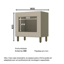 Balcão para Forno de Embutir 80cm Henn Connect C85-35 Duna/Cristal SE