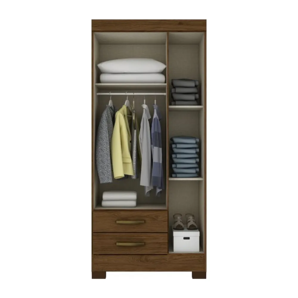 Guarda-Roupa 3 Portas Henn Briz BE16.130 2 Gavetas Castanho SE