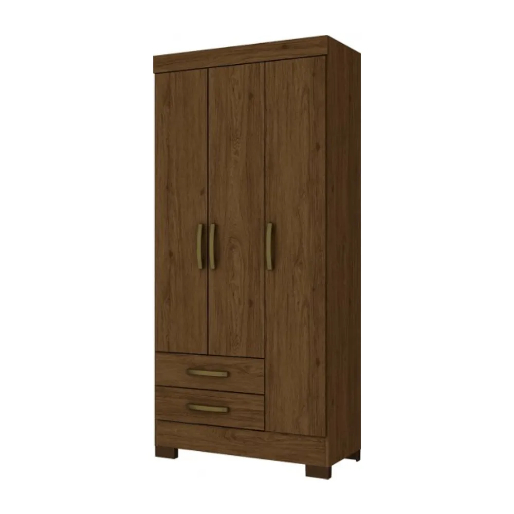 Guarda-Roupa 3 Portas Henn Briz BE16.130 2 Gavetas Castanho SE