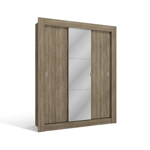 Guarda-Roupa 3 Portas de Correr Kappesberg H563 com Espelho Nogal