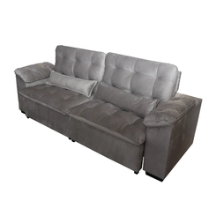 Sofá Retrátil 3 Lugares Magazin Estofados New California 669004 Cinza SE