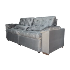 Sofá Retrátil 3 Lugares Magazin Estofados New California 669004 Cinza SE