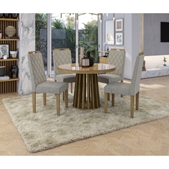 Conjunto de Mesa com 4 Bancos Nova Mobile B21.038 Branco SE