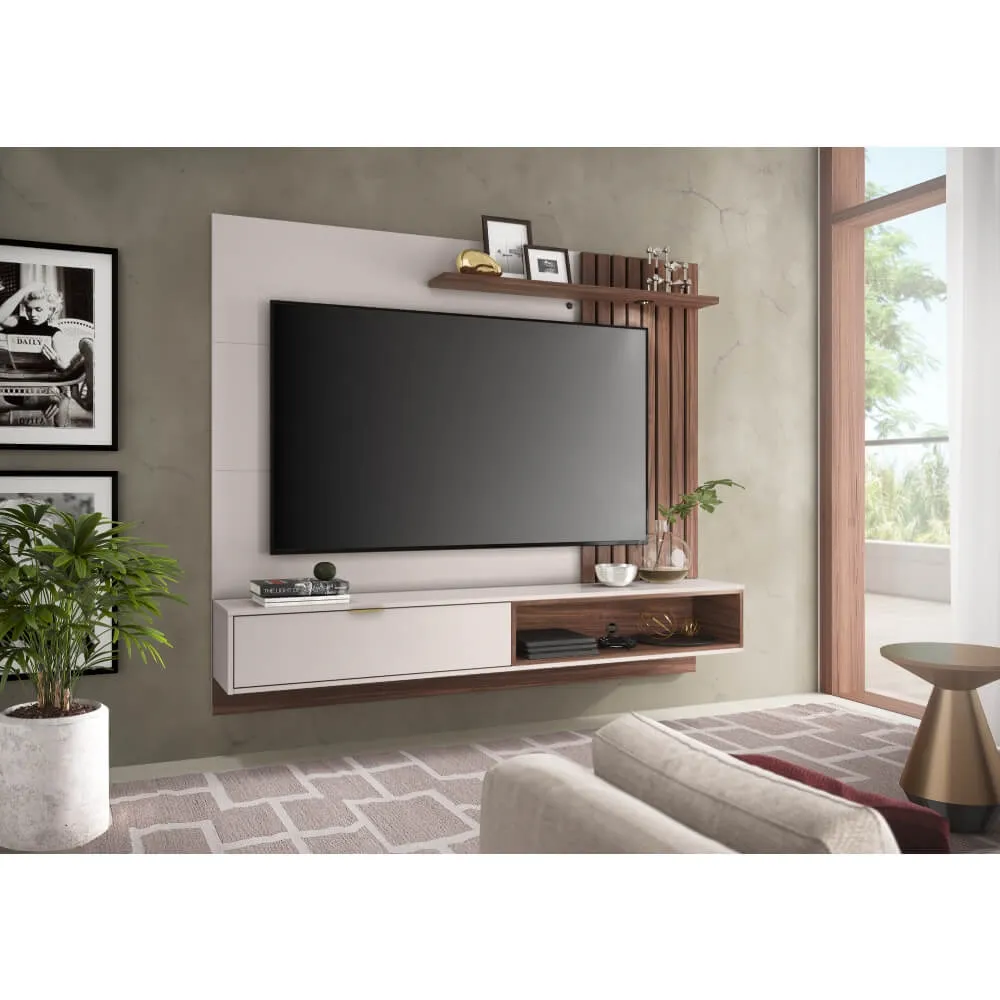 Home para TV até 65" Colibri Tocantins 1.635.A0.693A.2 1 Porta Off White/NogueiraReal SE