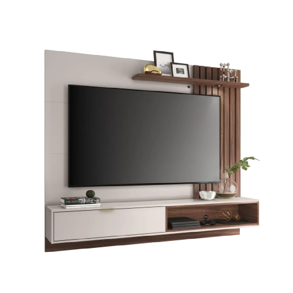 Home para TV até 65" Colibri Tocantins 1.635.A0.693A.2 1 Porta Off White/NogueiraReal SE