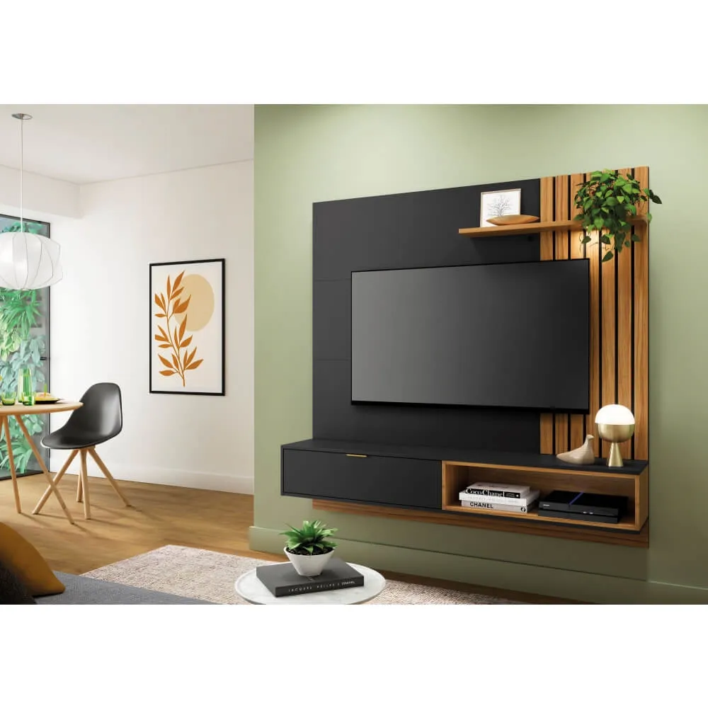 Home para TV até 60'' Colibri Tocantins 1.636.A0.662A.2 1 Porta Preto Fosco/Noce Milano SE