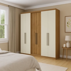Guarda-Roupa THB Presence 6 Portas 2 Gavetas Almendra/Off White