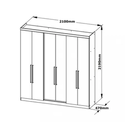 Guarda-Roupa THB Presence 6 Portas 2 Gavetas Almendra/Off White