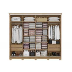 Guarda-Roupa Kappesberg com Espelho 4 Portas Reversíveis Nogueira/Verde/Macadâmia