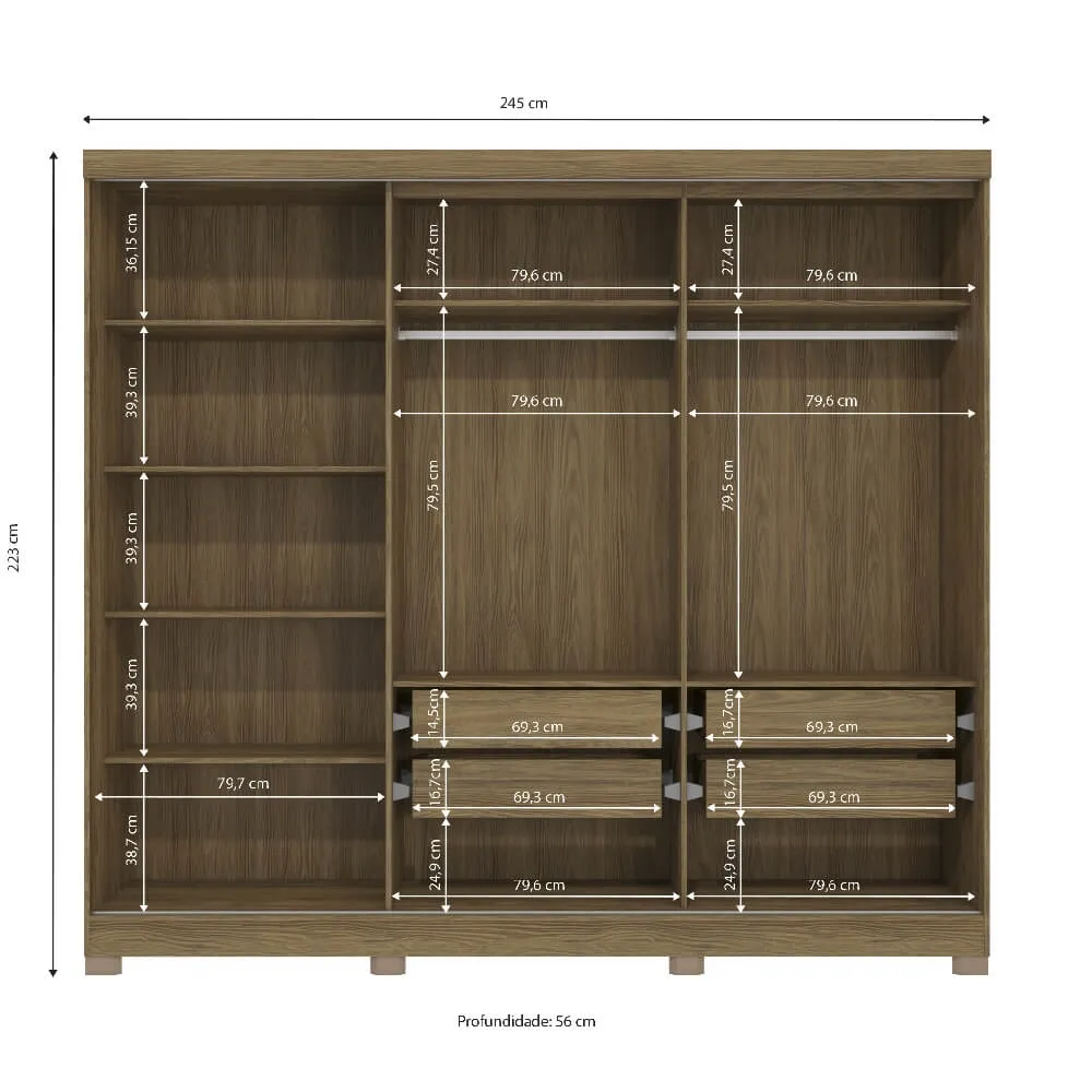 Guarda-Roupa 5 Portas Kappesberg CB03N564 com 4 Gavetas Nogueira/Macadamia SE