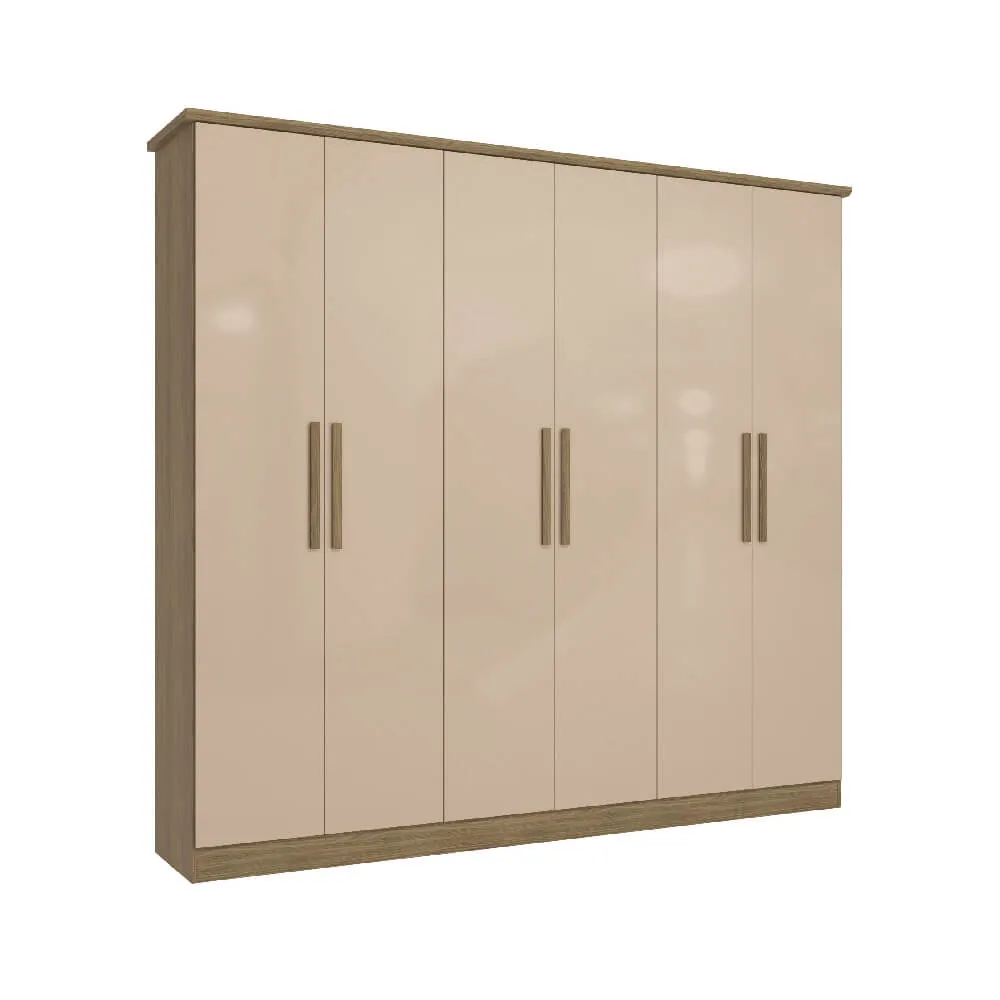 Guarda-Roupa 6 Portas Kappesberg N560 com 4 Gavetas Nogueira/Macadamia SE