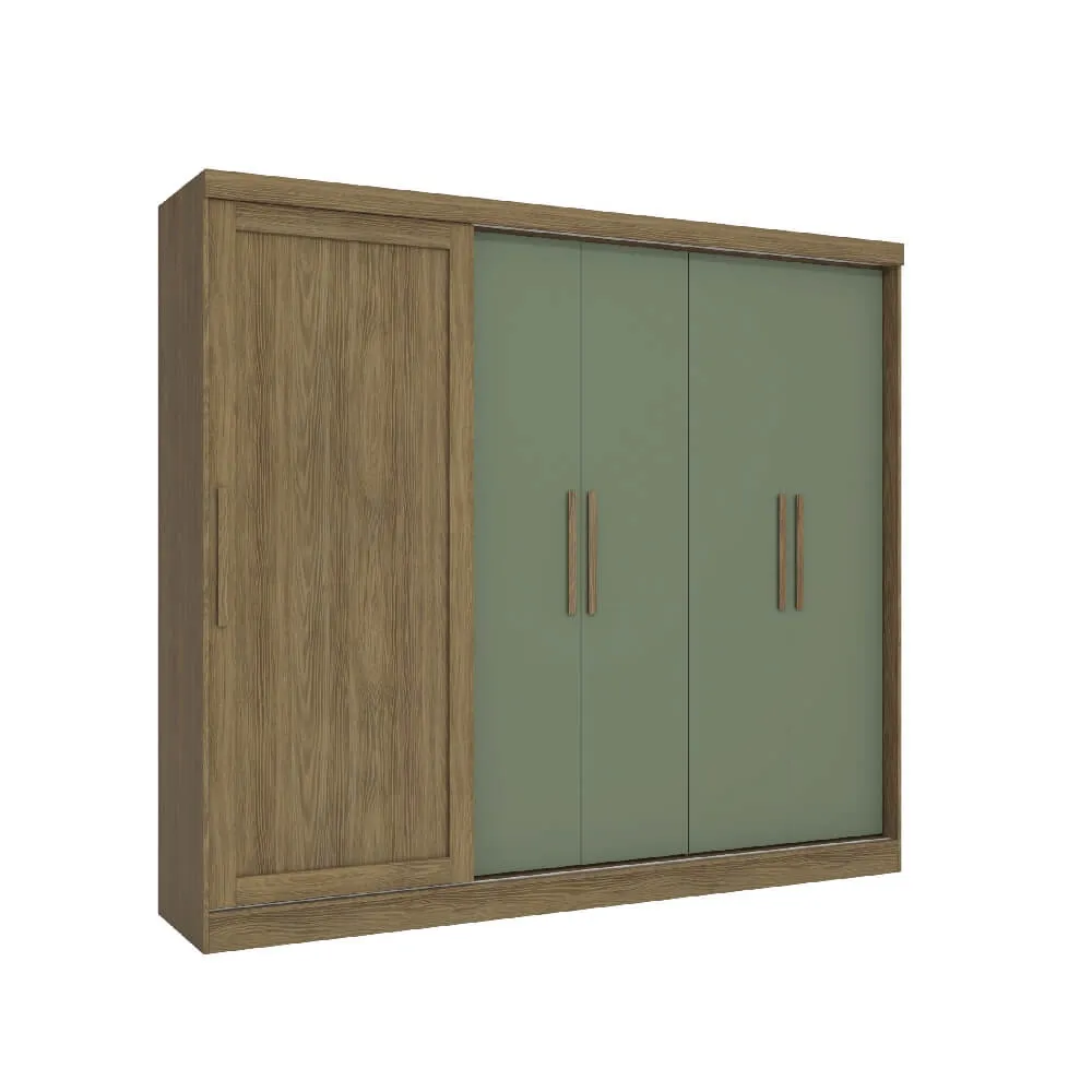 Guarda-Roupa 5 Portas Kappesberg N564 com 4 Gavetas Nogueira/Verde Oliva SE