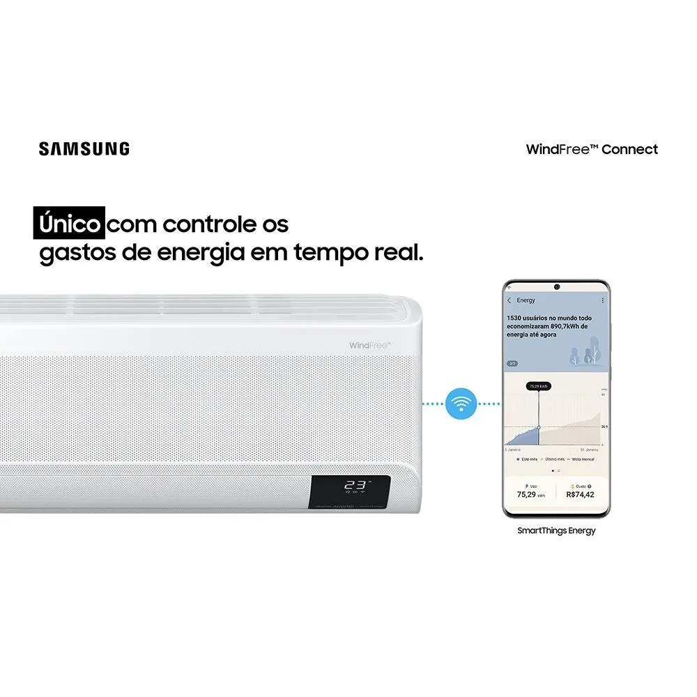 Ar Condicionado Split Inverter Samsung WindFree Connect 9000 BTUs Frio 220V AR09BVFAAWKXAZ