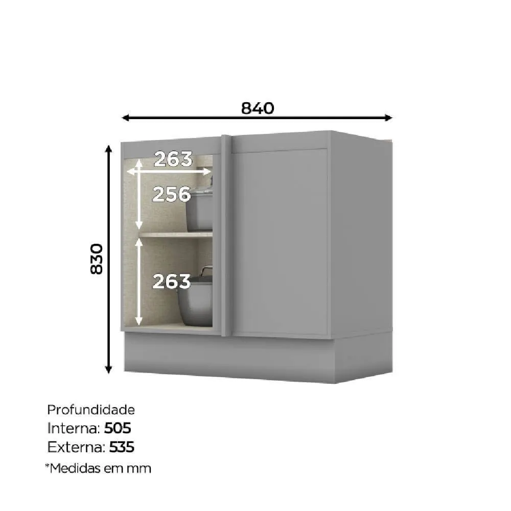 Balcão 84CM Henn 1 Porta Americana C361-131 Cinza SE