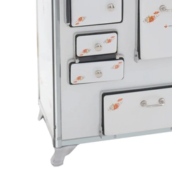 Fogão a Lenha Nº 2 Venâncio Gabinete 28725 Branco Estampado Flor Saída à Direita