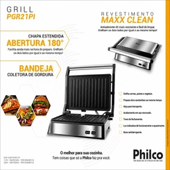 Grill e Sanduicheira 1.000W Philco Maxx Clean PGR21PI Inox